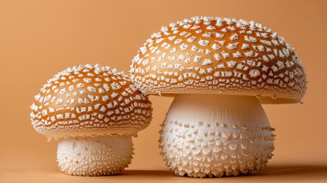 Velvet pioppini mushroom   agrocybe aegerita   on pastel colored background for a delicate touch