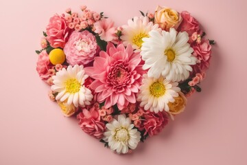 Obraz na płótnie Canvas Vibrant Floral Heart-Shaped Mother's Day Bouquet Generative AI