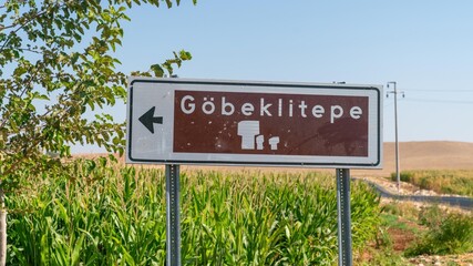 Gobeklitepe ruins directional road sign, Sanliurfa, Turkey