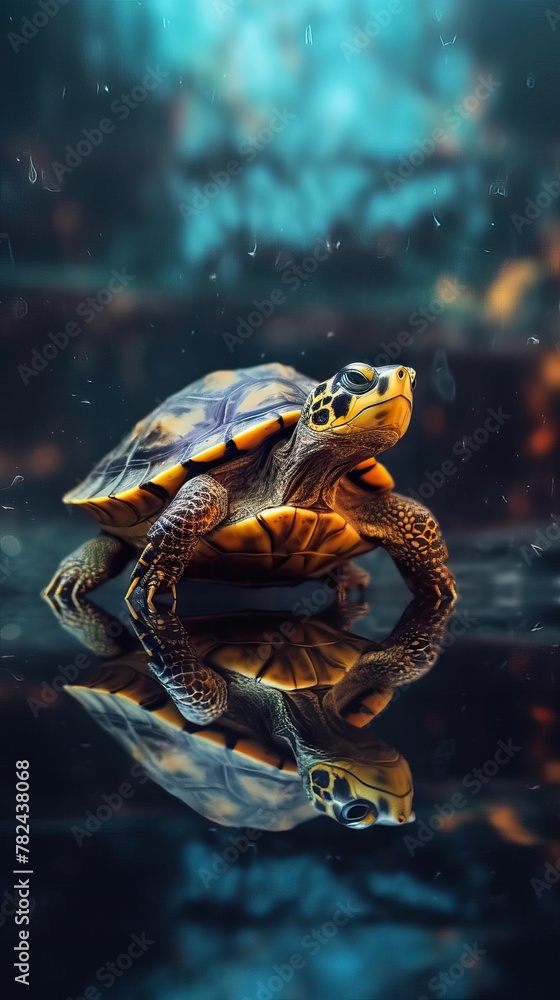 Poster ethereal turtle portrait: double exposure mastery generative ai