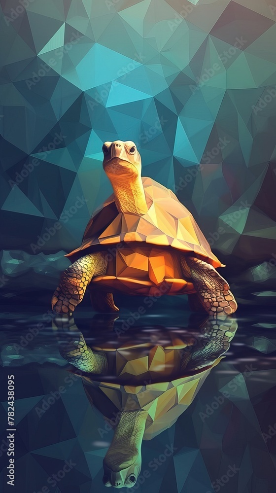 Poster geometric reptile in nocturnal scenery generative ai