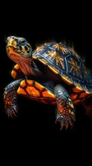 Fototapeta premium Luminous Turtle Portrait, Bokeh-Inspired Backdrop Generative AI