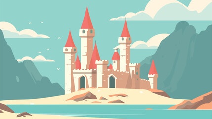 Castle icon. Flat illustration of castle icon for w