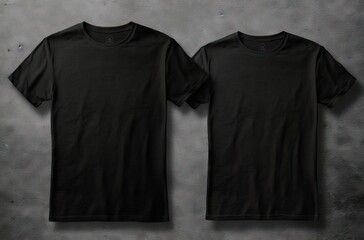 Apparel Mockup Displaying Front and Back Views of Two Black T-Shirts Generative AI