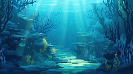 Underwater Ocean Seascape Generative AI - obrazy, fototapety, plakaty