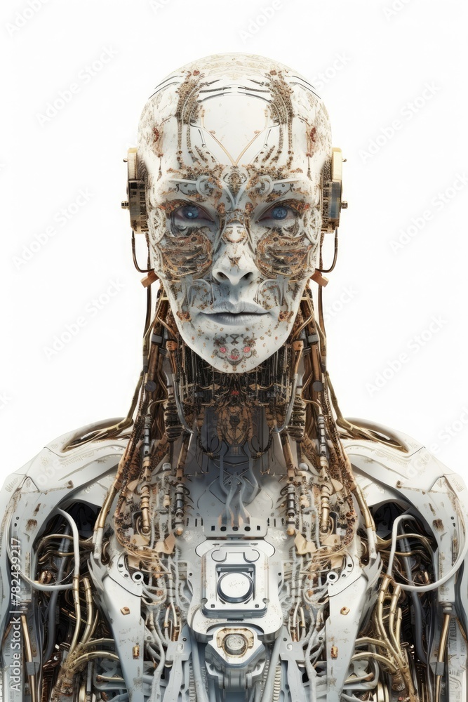 Poster futuristic ai humanoid with hyperrealistic rendering generative ai