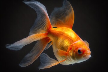 Ethereal Orange Goldfish on Dark Canvas Generative AI