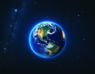 Fototapeta premium Planet Earth on the background of the starry sky.