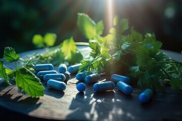 Vitamin Supplements and Herbal Remedies with Healing Light Generative AI