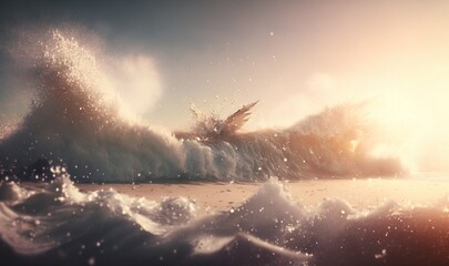 Ethereal Wave Spray with Soft Dreamy Background Generative AI