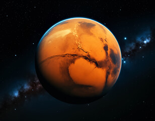 Obraz premium Planet Mars on the background of the starry sky.