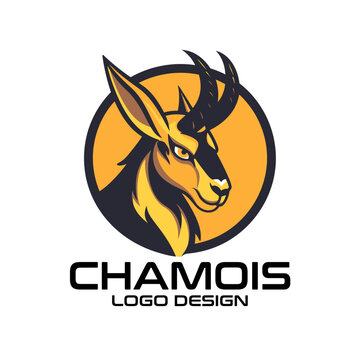 Chamois Cartoon Vector Logo Design