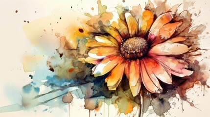 Vibrant Watercolor Flower Illustration Generative AI