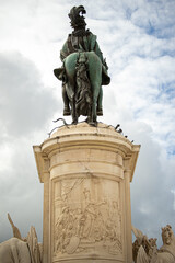Statue of the knight of D.JosÃ© from the back of the horse in Lisbon-Portugal.