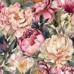 Vibrant Watercolor Peony Floral Illustration Generative AI