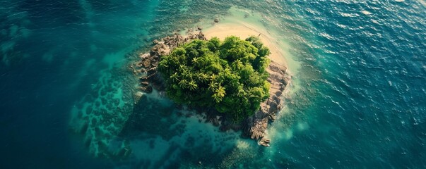 island in the ocean. - obrazy, fototapety, plakaty