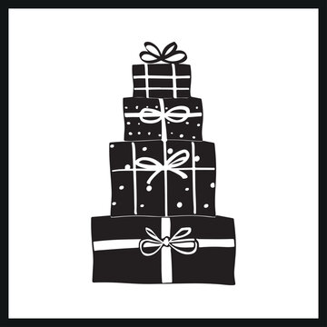 recommend clip art: Gift boxes stack silhouette icon