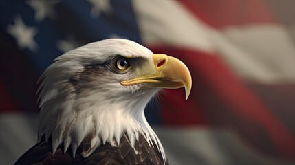Patriotic American Flag with Majestic Eagle - Independence Day Symbol Generative AI