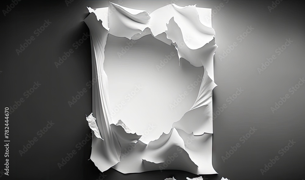 Poster distressed and crumpled white paper texture background generative ai