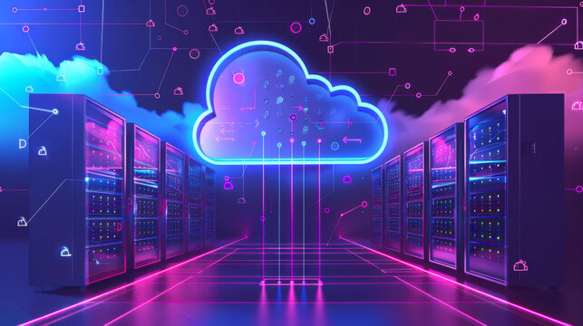 Cloud storage for downloading an isometric. A digital service or application with data transmission. Network computing technologies