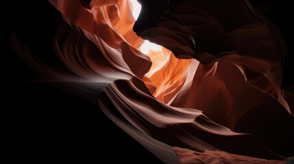 Narrow Cave Formation with Brown and Orange Colored Rock. Natural Wonder Background. Generative AI