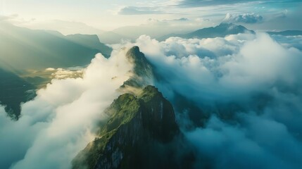 mountain peaks above the clouds.