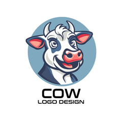 Cow Cartoon Vector Logo Design