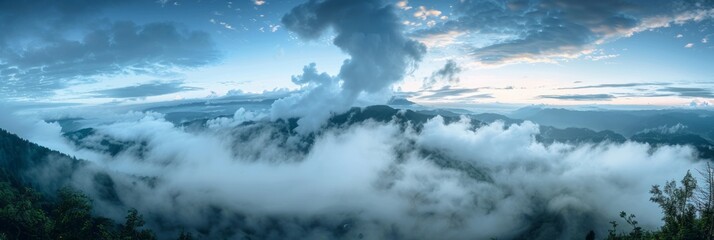 mountain peaks above the clouds.