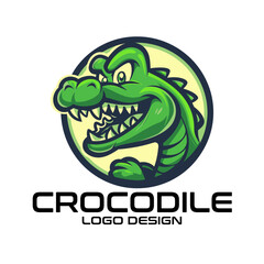 Crocodile Cartoon Vector Logo Design