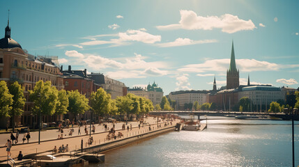 finnish city environment, sunny weather