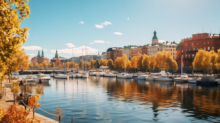 finnish city environment, sunny weather - obrazy, fototapety, plakaty