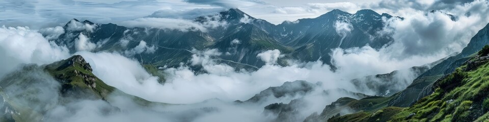 mountain peaks above the clouds.