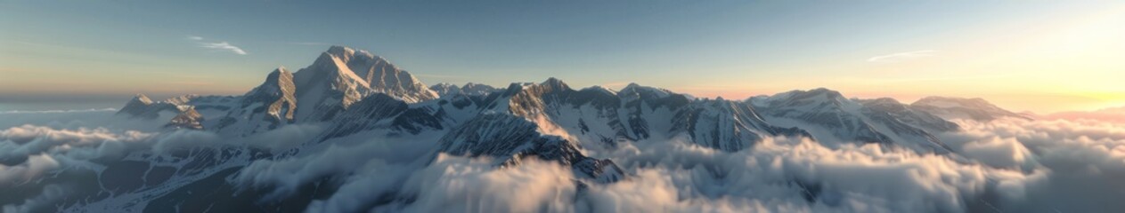 mountain peaks above the clouds. - obrazy, fototapety, plakaty