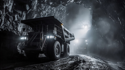 Massive Coal Hauling Truck. Coal and copper or silver mine.
