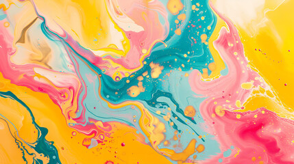 psychedelic mustard yellow, aqua, hot pink - obrazy, fototapety, plakaty
