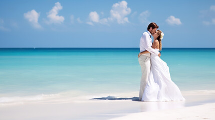 Fototapeta na wymiar wedding on white beach