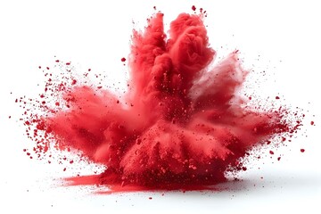 Explosive Crimson Burst on White Canvas. Concept Abstract Art, Color Contrast, Vibrant Composition, Creative Expression