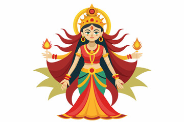 Ma durga all body, all details, white background
