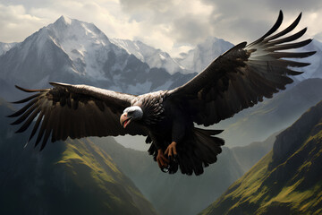 Andean Condor, soaring over the Andes Mountains - Powered by Adobe
