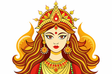Ma durga all body, all details, white background