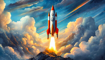 Fototapeta premium rocket in the sky