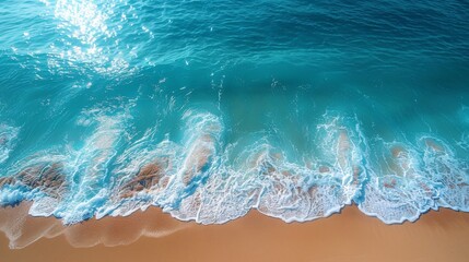 ocean waves coming to shore on beach, summer texture, background top view