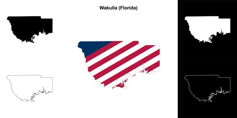 Wakulla County (Florida) outline map set