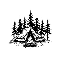 Wald Camper Camping Vektor - obrazy, fototapety, plakaty