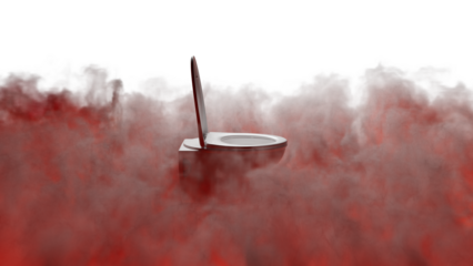 Conceptual Art of a Porcelain Throne Amidst a Fiery Haze