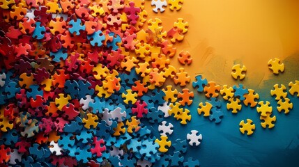 Fototapeta na wymiar Colorful pieces puzzles background. World autism awareness day concept