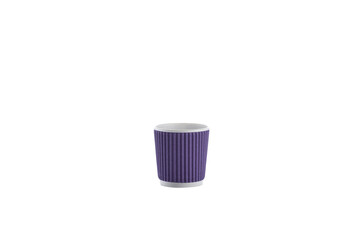 Paper cups for drinks. A glass of purple color isolated on a white background. Disposable cup.