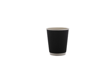 Paper cups for drinks. Black Paper cup isolated on white background. Disposable cup