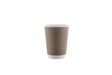 Paper cups for drinks. Corrugated paper cup isolated on white background. Paper cups for drinks. Disposable cup.