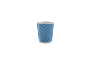 Paper cups for drinks of blue color isolated on a white background. Disposable cup.